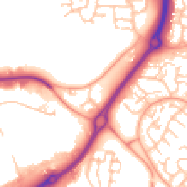 Daytime road noise heatmap for CV21 1HY