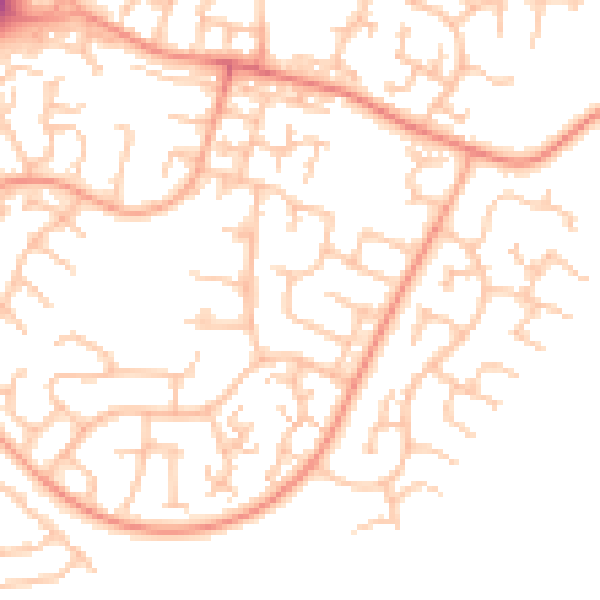 Daytime road noise heatmap for CV21 1JB
