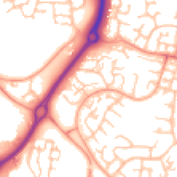 Daytime road noise heatmap for CV21 1NL