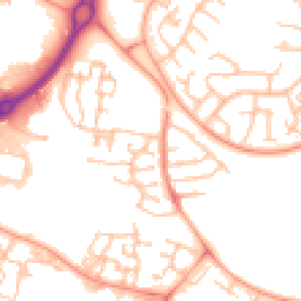 Daytime road noise heatmap for CV21 1XD