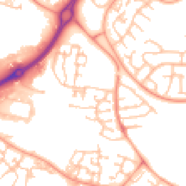 Daytime road noise heatmap for CV21 1XL