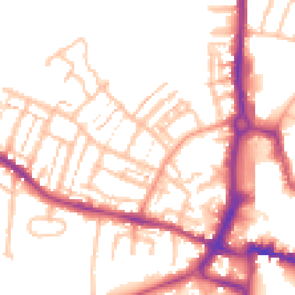 Daytime road noise heatmap for CV21 2BJ