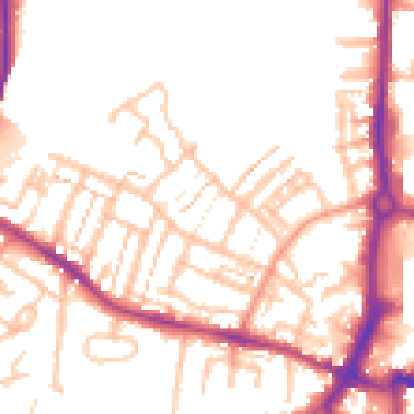Daytime road noise heatmap for CV21 2BW