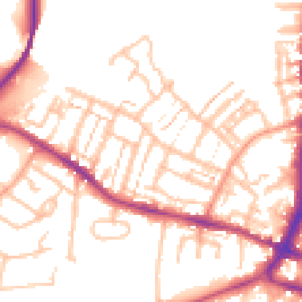 Daytime road noise heatmap for CV21 2DA