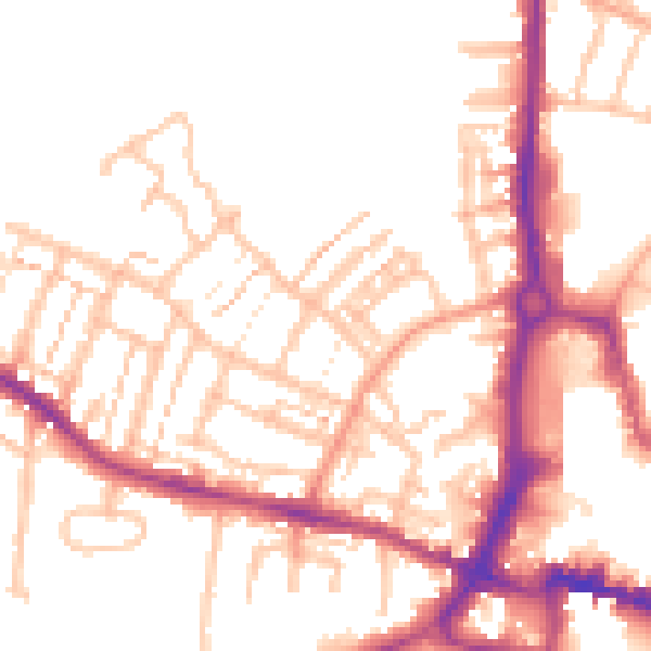 Daytime road noise heatmap for CV21 2EZ