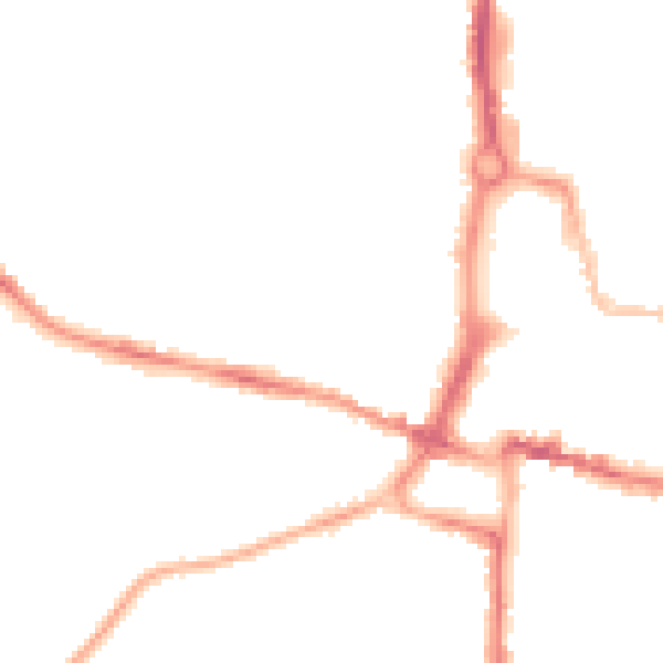 Night-time road noise heatmap for CV21 2HD