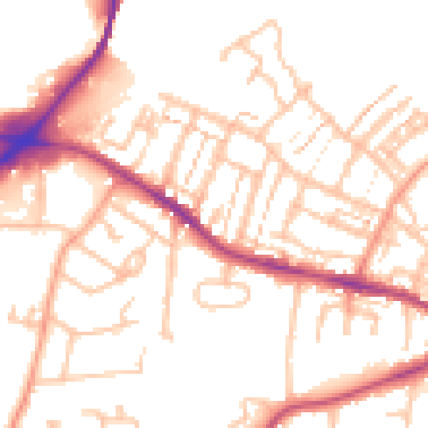 Daytime road noise heatmap for CV21 2HT