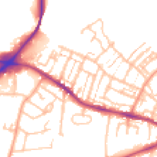 Daytime road noise heatmap for CV21 2HY