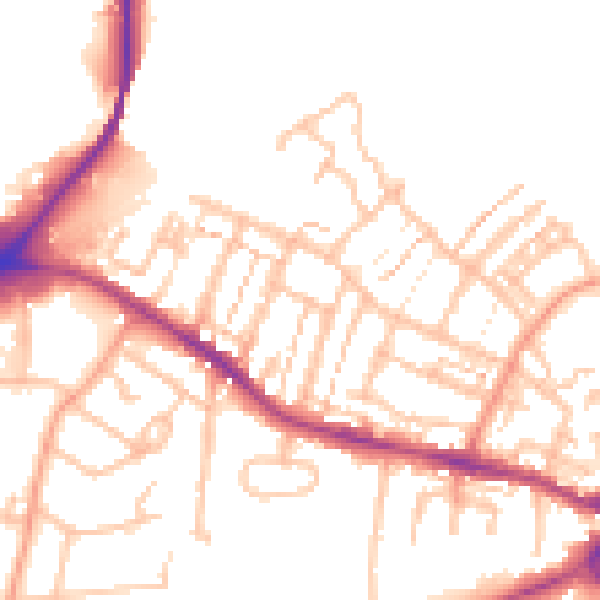 Daytime road noise heatmap for CV21 2JB