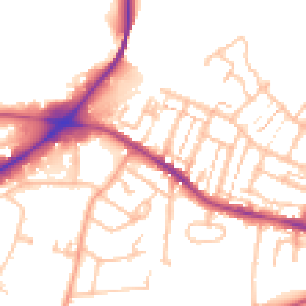 Daytime road noise heatmap for CV21 2JE