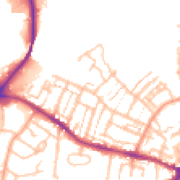 Daytime road noise heatmap for CV21 2JW