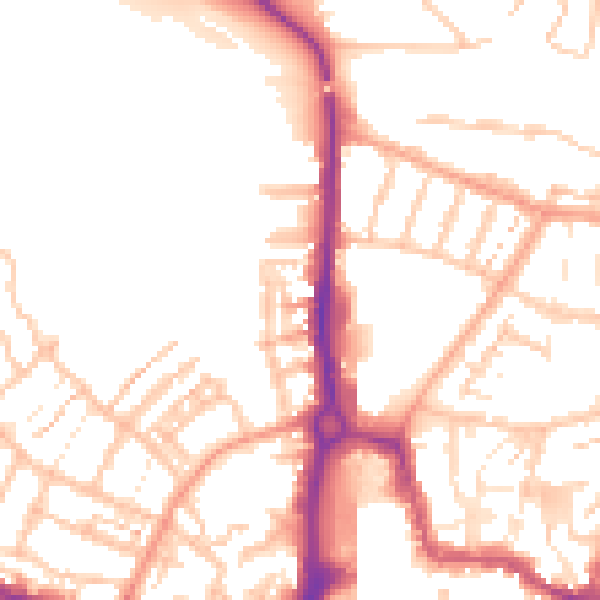 Daytime road noise heatmap for CV21 2NA