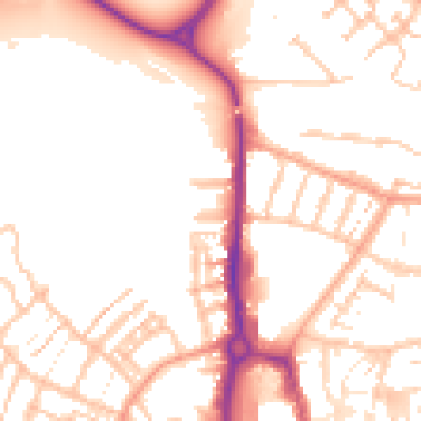 Daytime road noise heatmap for CV21 2NE