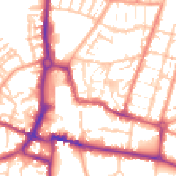 Daytime road noise heatmap for CV21 2PE
