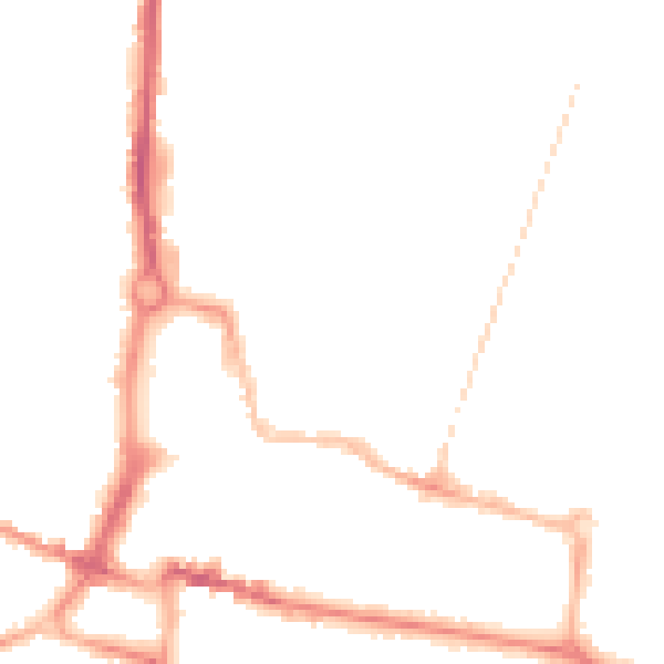 Night-time road noise heatmap for CV21 2PS