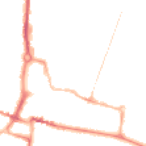 Night-time road noise heatmap for CV21 2QA