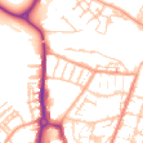 Daytime road noise heatmap for CV21 2QT