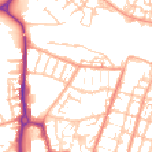 Daytime road noise heatmap for CV21 2QX