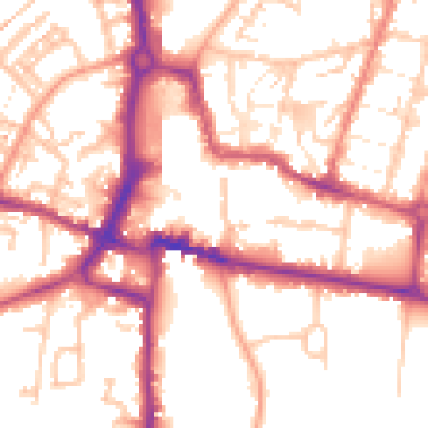 Daytime road noise heatmap for CV21 3BH