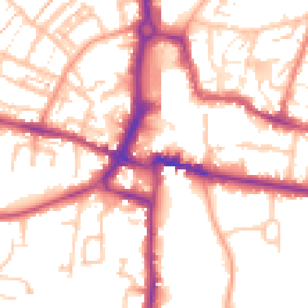 Daytime road noise heatmap for CV21 3BY