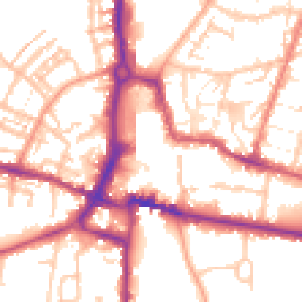 Daytime road noise heatmap for CV21 3EB