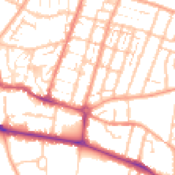 Daytime road noise heatmap for CV21 3JN