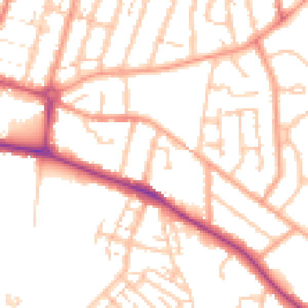Daytime road noise heatmap for CV21 3TH