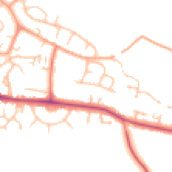 Daytime road noise heatmap for CV21 4BT