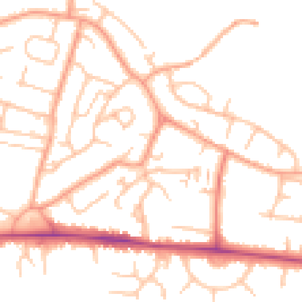 Daytime road noise heatmap for CV21 4BW