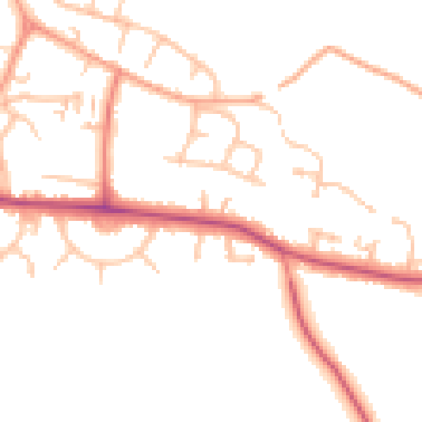 Daytime road noise heatmap for CV21 4DU