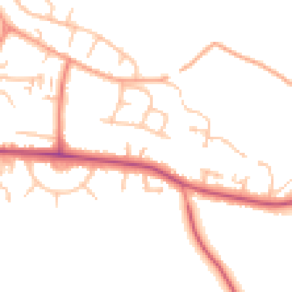 Daytime road noise heatmap for CV21 4DW