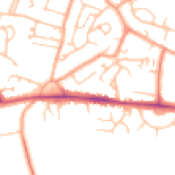 Daytime road noise heatmap for CV21 4EA