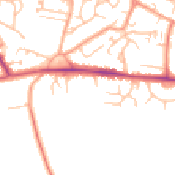 Daytime road noise heatmap for CV21 4ED