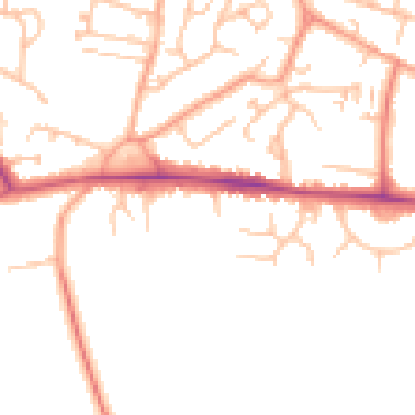 Daytime road noise heatmap for CV21 4EF