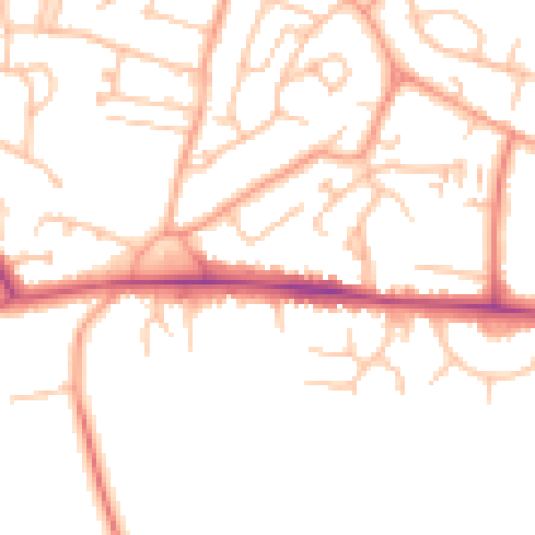 Daytime road noise heatmap for CV21 4EG