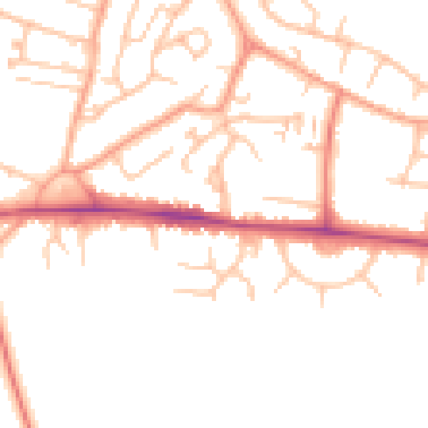 Daytime road noise heatmap for CV21 4EQ
