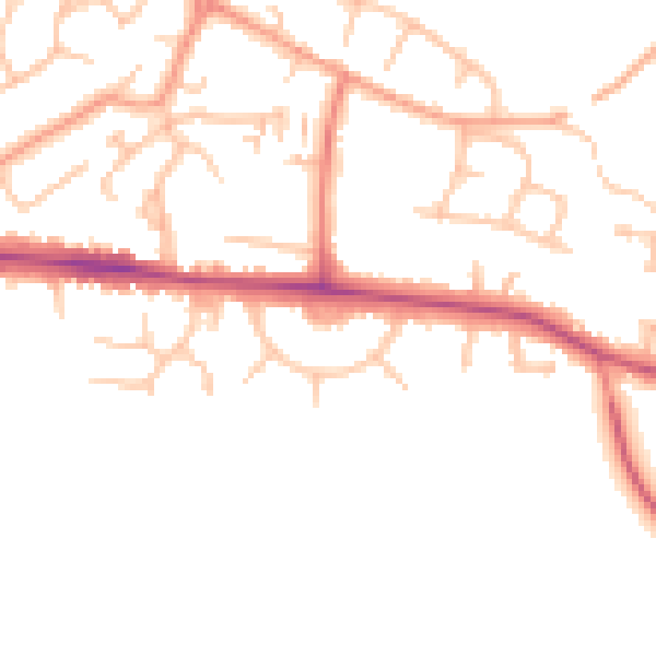 Daytime road noise heatmap for CV21 4EU