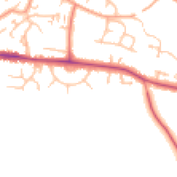 Daytime road noise heatmap for CV21 4EY