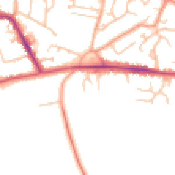 Daytime road noise heatmap for CV21 4JP