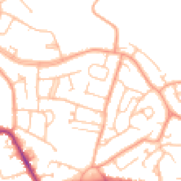 Daytime road noise heatmap for CV21 4LG