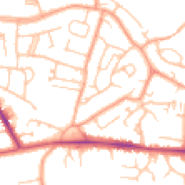 Daytime road noise heatmap for CV21 4LX