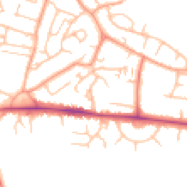 Daytime road noise heatmap for CV21 4PQ