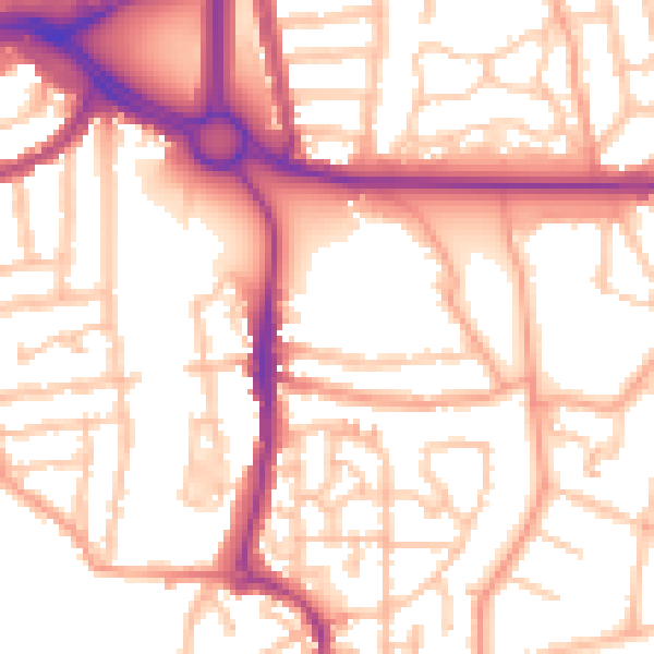 Daytime road noise heatmap for CV3 1AE