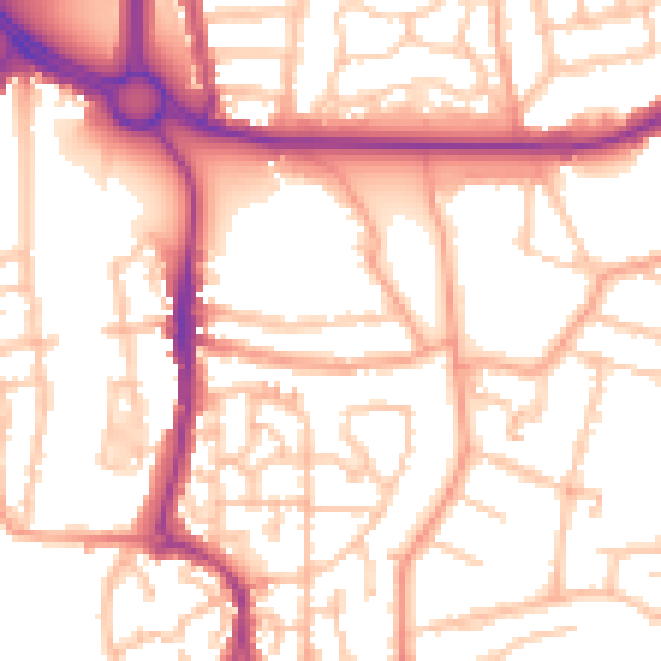 Daytime road noise heatmap for CV3 1AJ