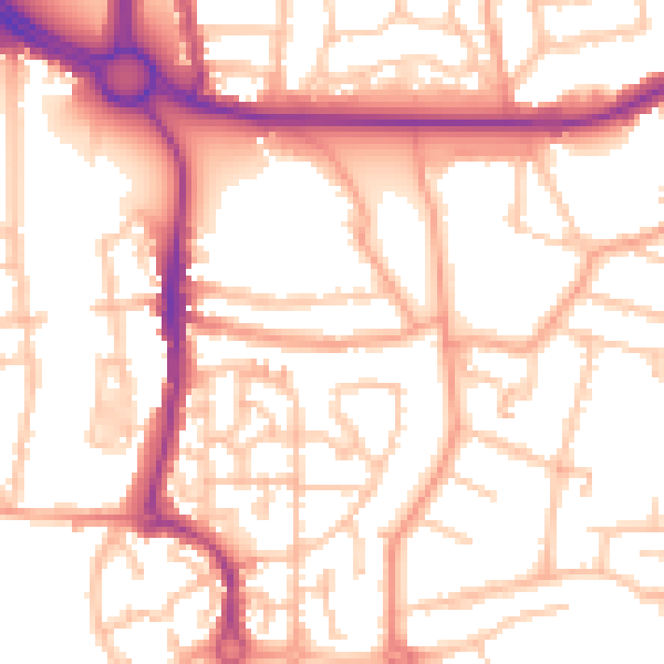 Daytime road noise heatmap for CV3 1AQ