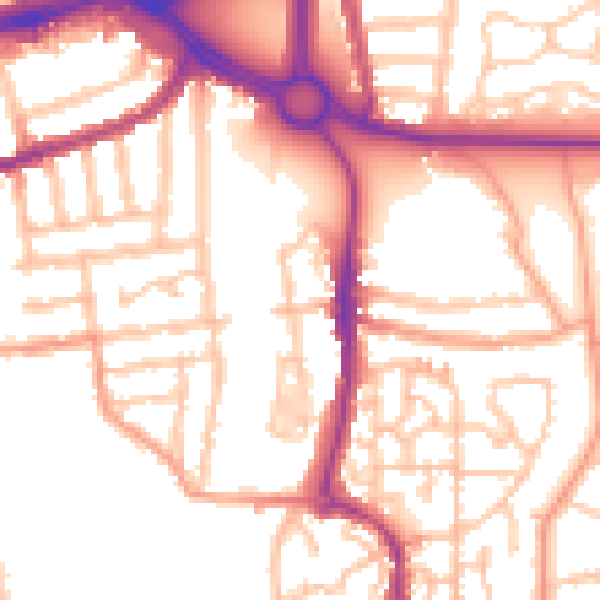 Daytime road noise heatmap for CV3 1AY