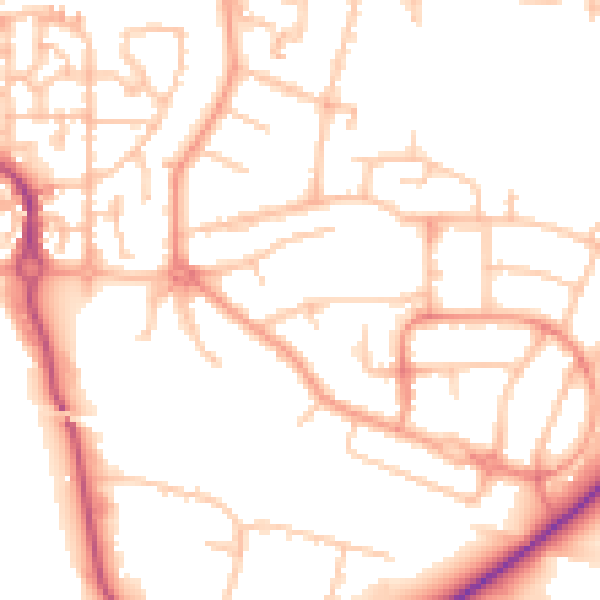 Daytime road noise heatmap for CV3 1DD