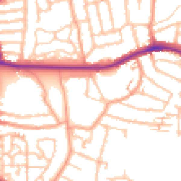 Daytime road noise heatmap for CV3 1GG