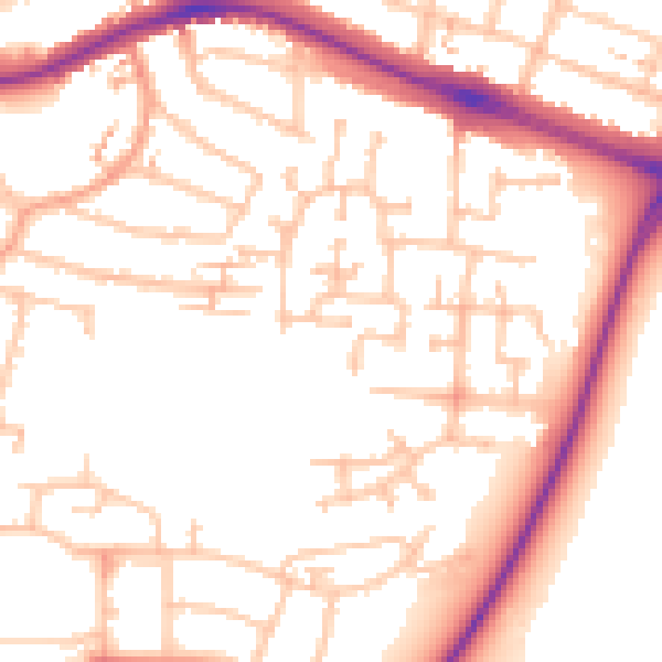 Daytime road noise heatmap for CV3 1JQ