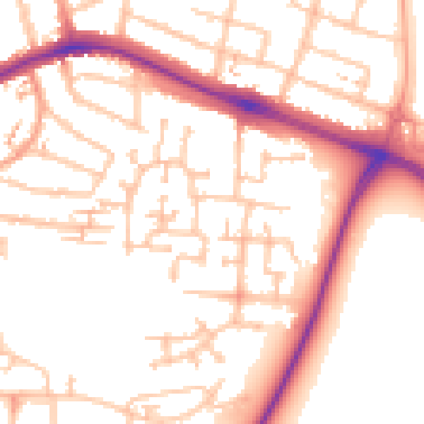 Daytime road noise heatmap for CV3 1JX